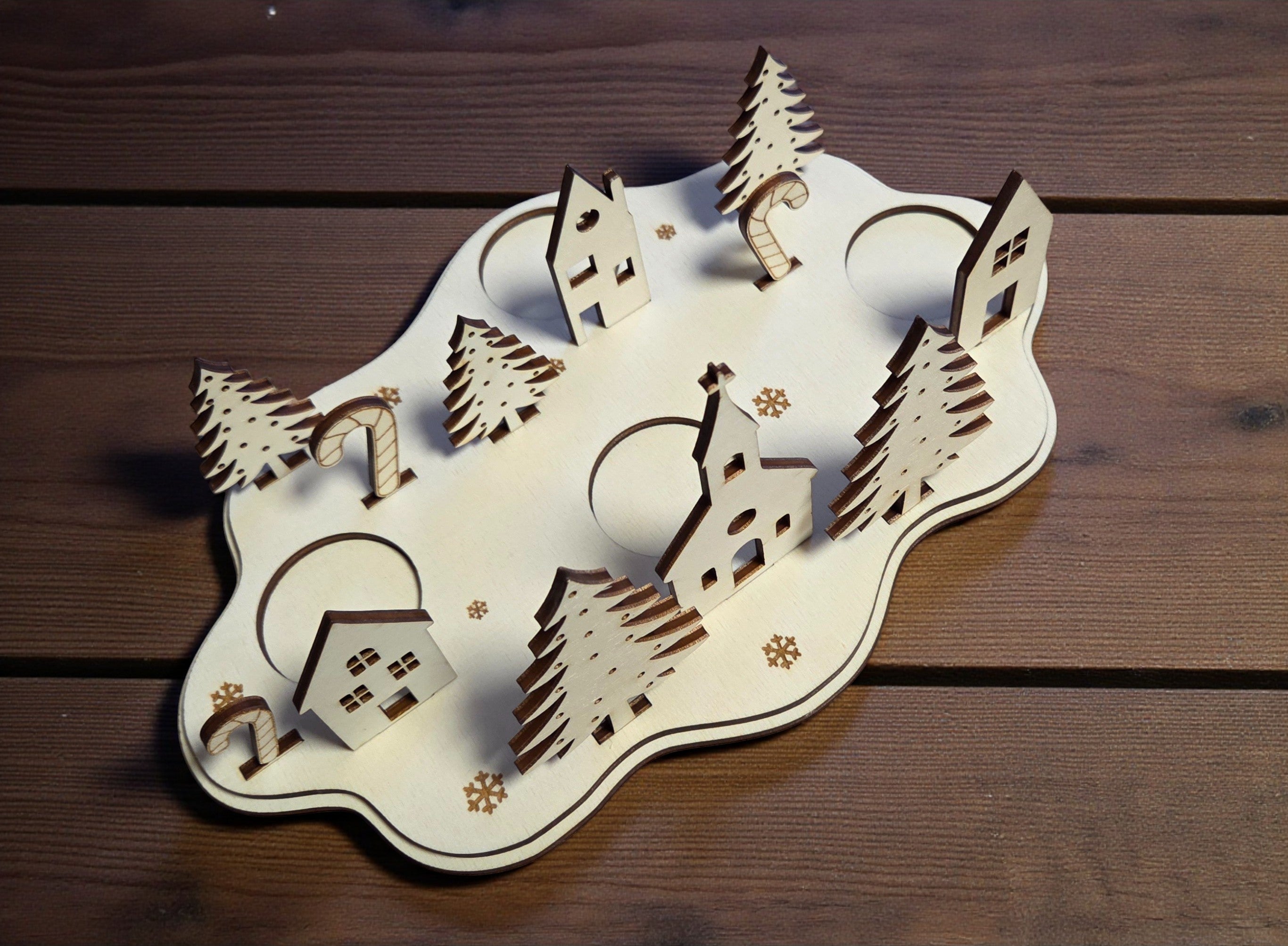 Laserdatei Adventskranz – Teelichthalter | Weihnachtsdeko | Laser Cut File