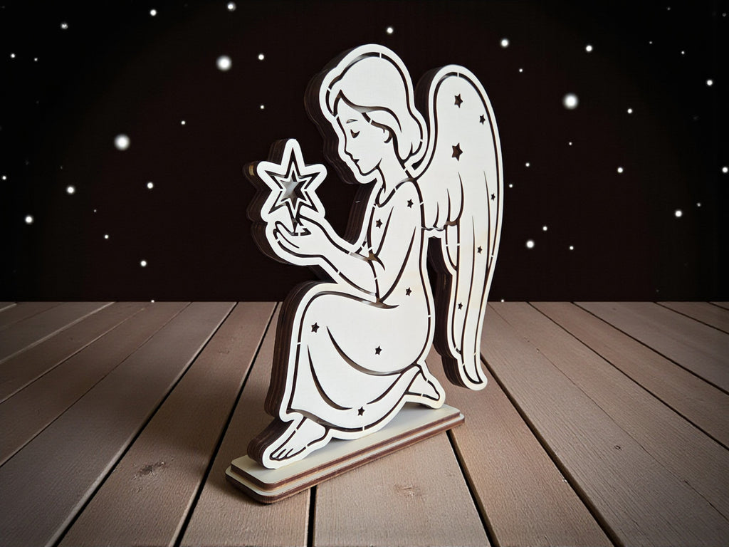Lasercut LED Engel Multi-Layer – Weihnachtsdeko Datei | SVG, DXF, AI, LBRN2, PDF