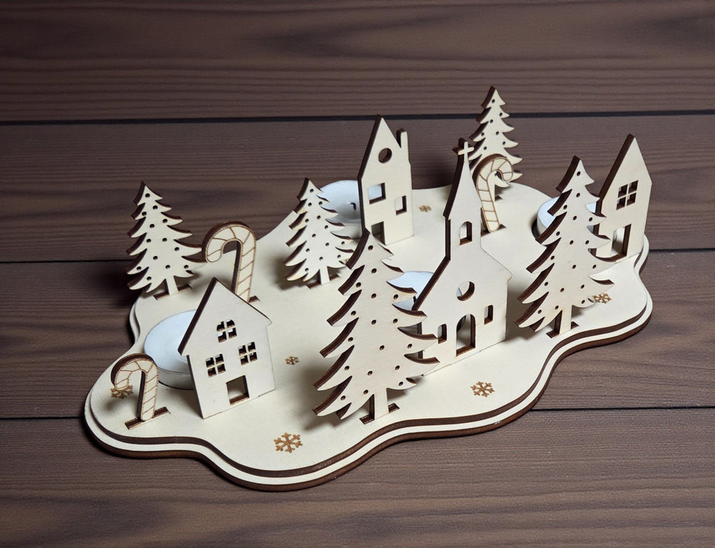 Laserdatei Adventskranz – Teelichthalter | Weihnachtsdeko | Laser Cut File
