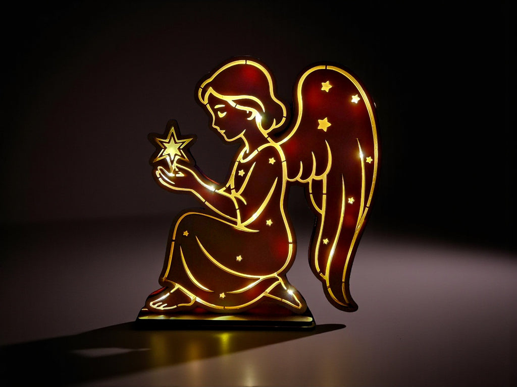 Lasercut LED Engel Multi-Layer – Weihnachtsdeko Datei | SVG, DXF, AI, LBRN2, PDF