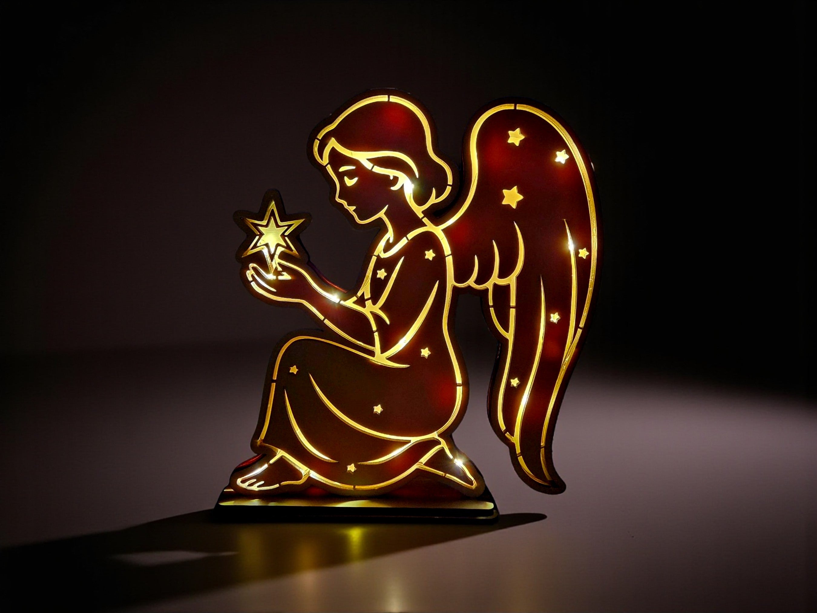 Lasercut LED Engel Multi-Layer – Weihnachtsdeko Datei | SVG, DXF, AI, LBRN2, PDF