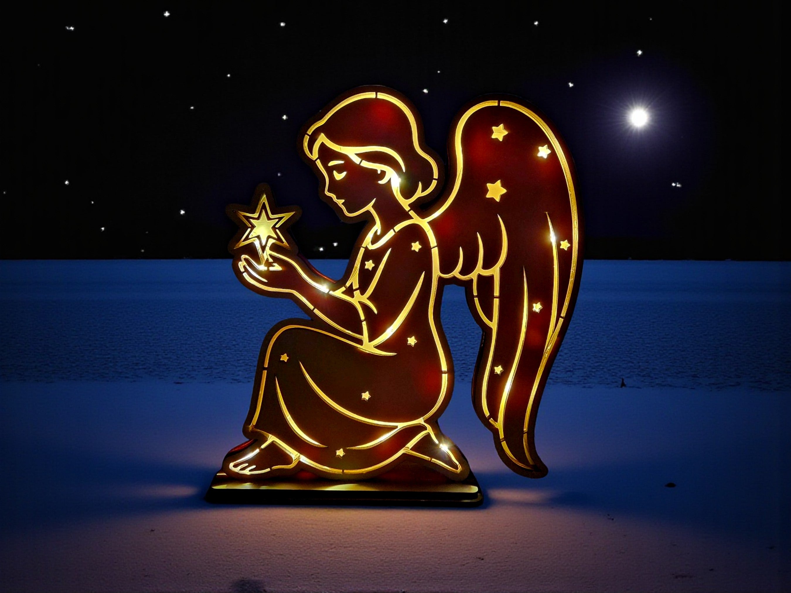 Lasercut LED Engel Multi-Layer – Weihnachtsdeko Datei | SVG, DXF, AI, LBRN2, PDF