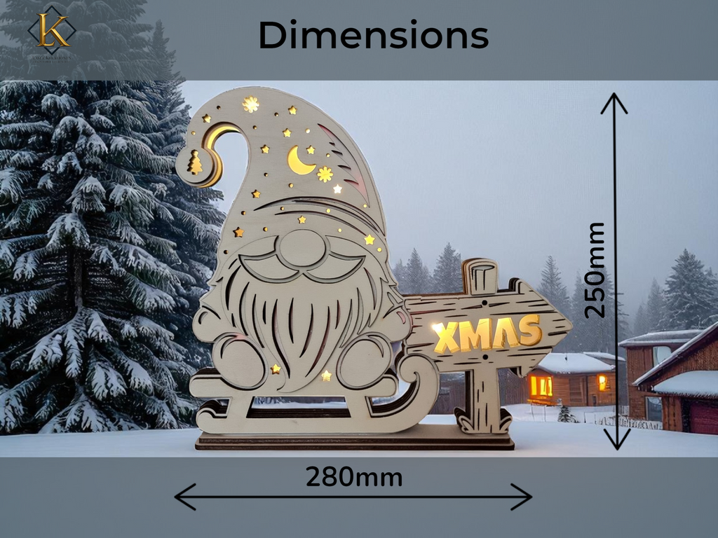 Laser Cut File Weihnachtswichtel Dekolampe – Mehrschichtiges LED Weihnachtslicht