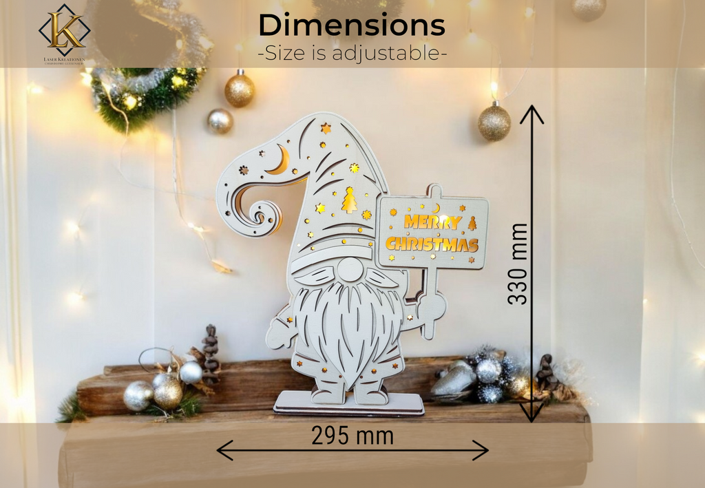 Laser Cut Datei – LED Weihnachtswichtel | Weihnachtsdeko zum Lasern