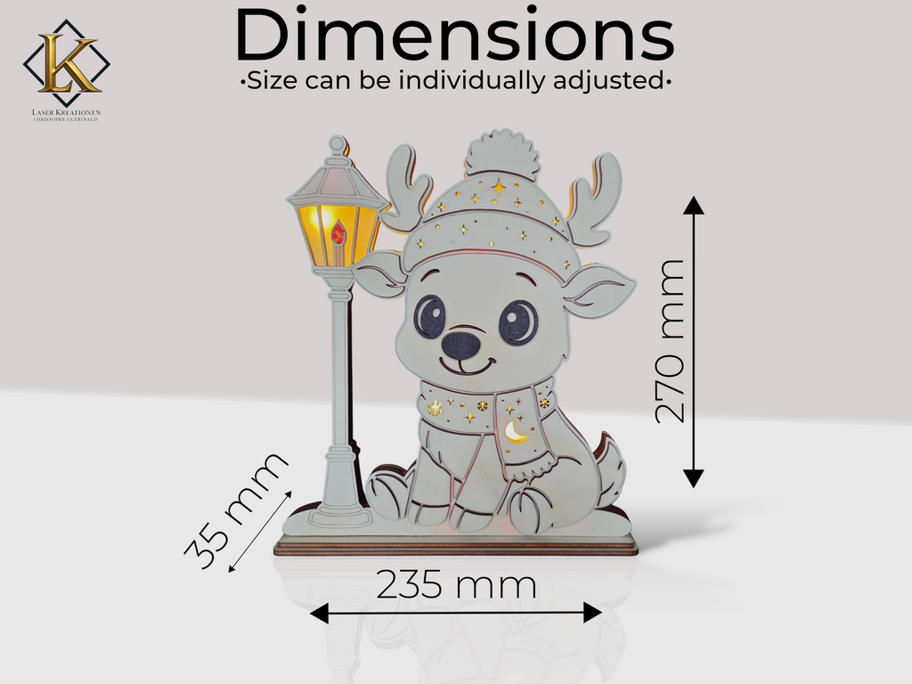 Rentier Nachtlicht – Laserdatei für weihnachtliche Deko