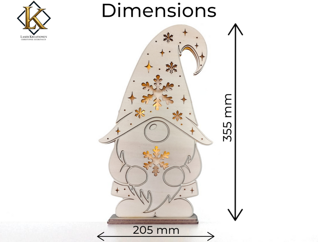 Weihnachtswichtel Dekolampe – Laser Cut File – Mehrschichtiges Nachtlicht
