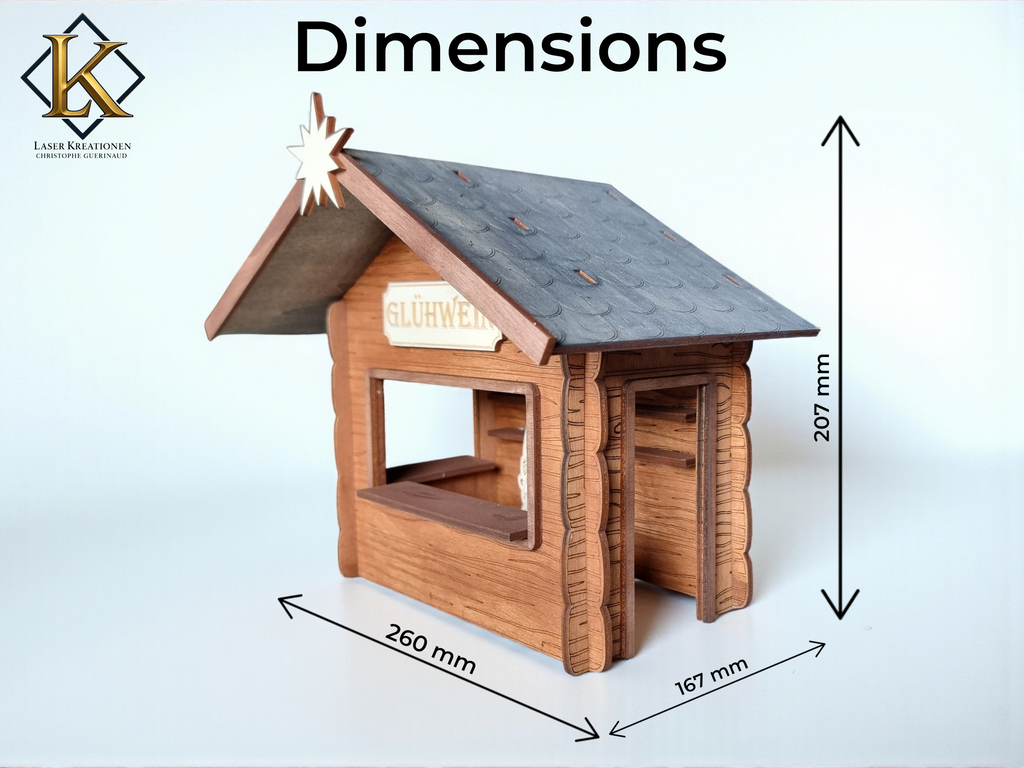 Laserdatei Weihnachtswichtel Glühweinstand – 3mm & 4mm – SVG DXF LBRN2