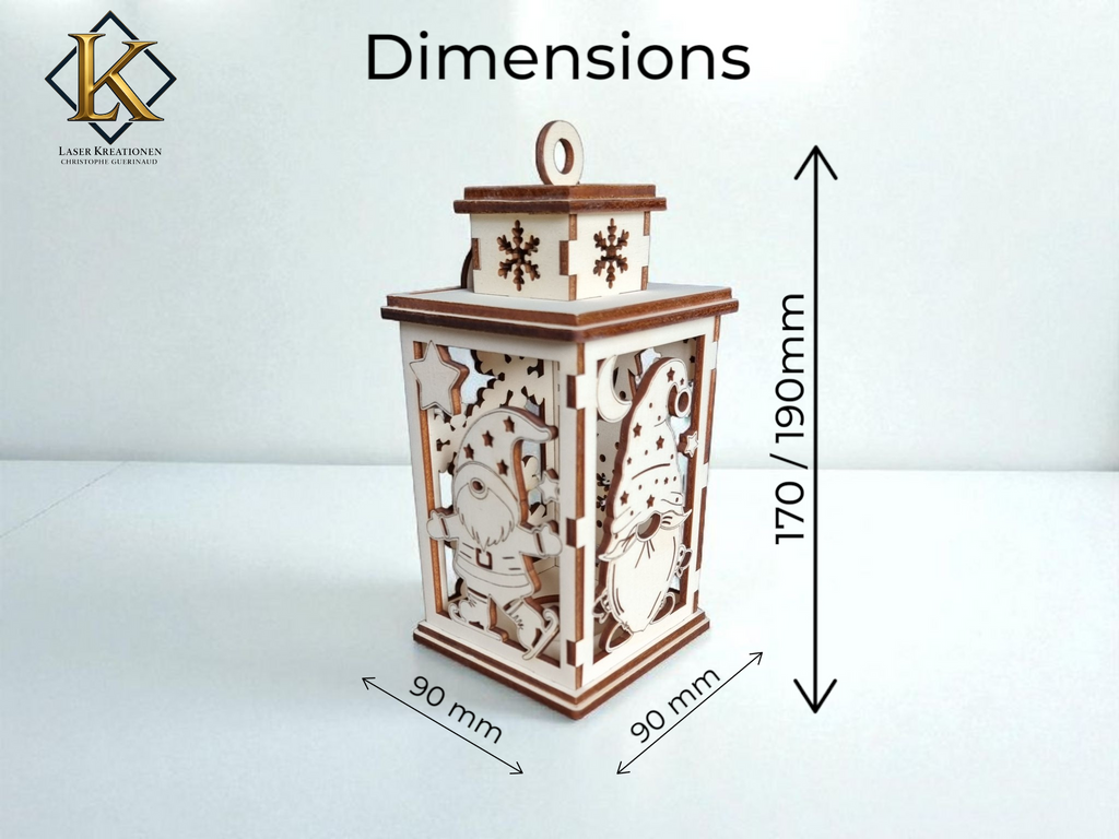Laserdatei Weihnachtslaterne – LED Holzlaterne zum Laserschneiden für 4mm Holzdicke