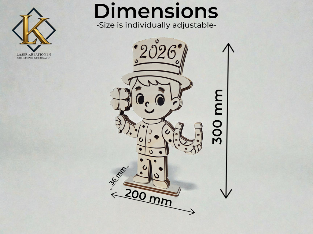Laserdatei LED Schornsteinfeger – Glücksbringer & Neujahrsdeko