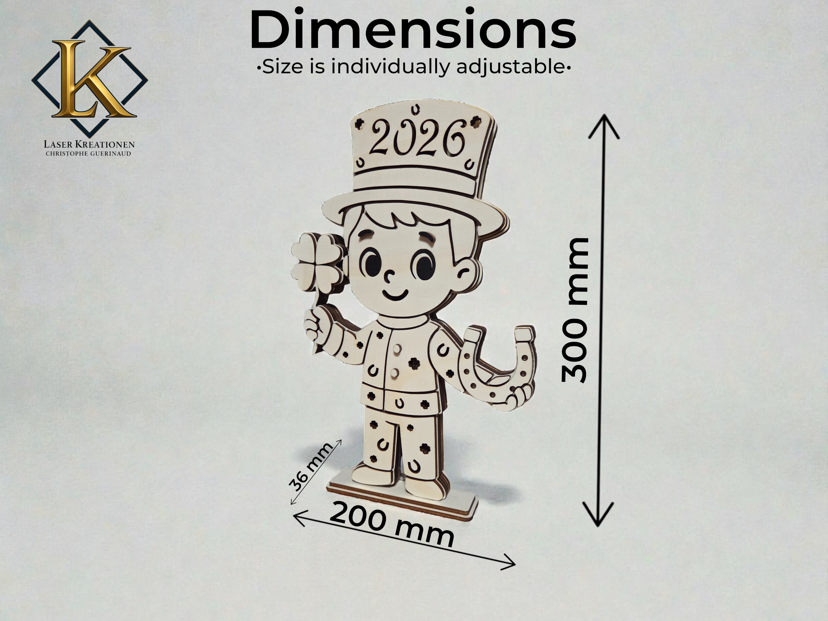 Laserdatei LED Schornsteinfeger – Glücksbringer & Neujahrsdeko
