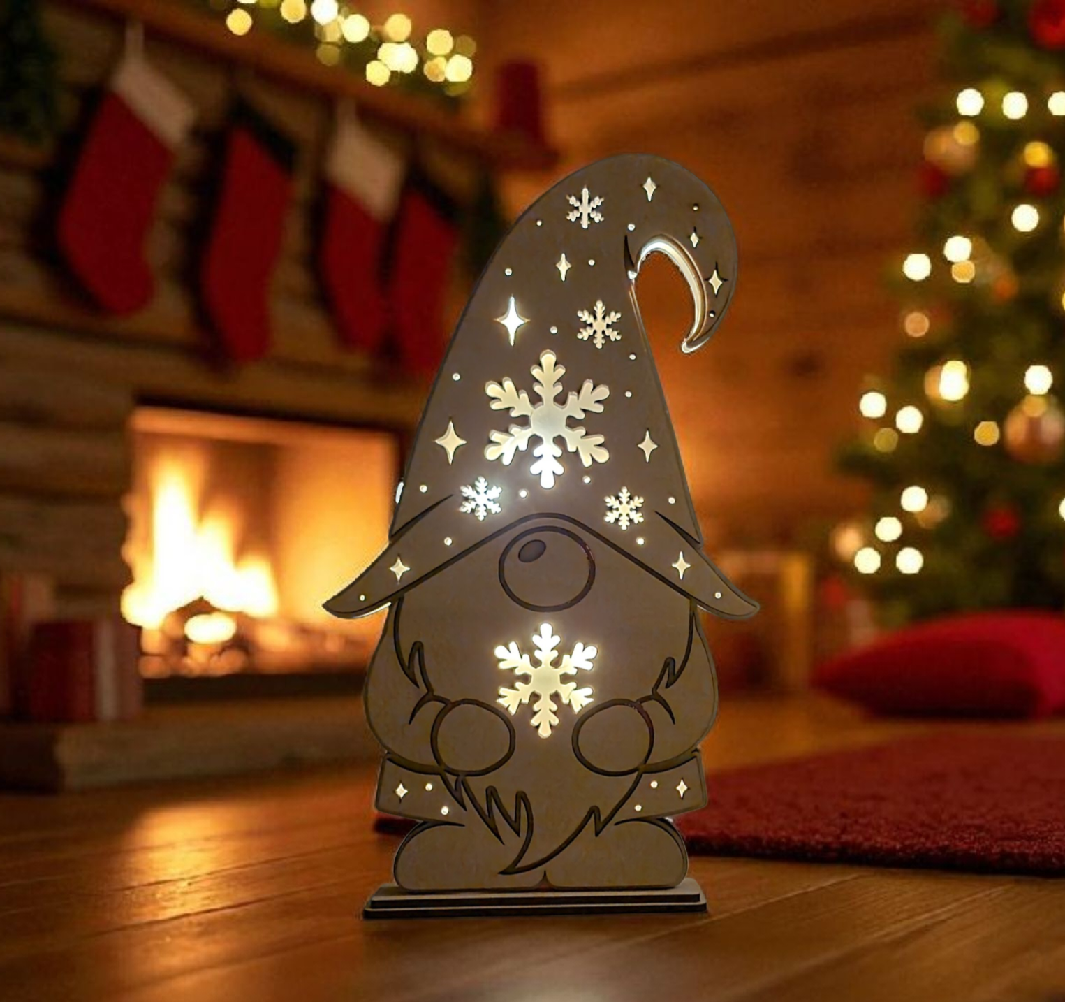 Weihnachtswichtel Dekolampe – Laser Cut File – Mehrschichtiges Nachtlicht