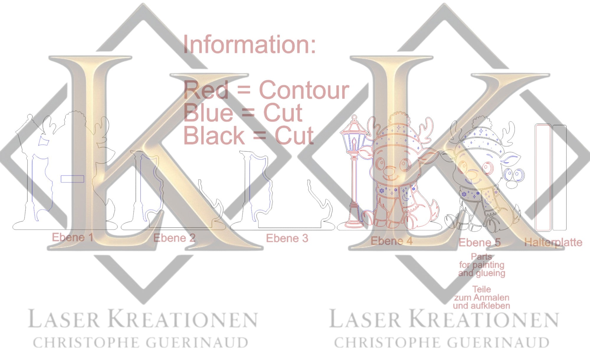 Rentier Nachtlicht – Laserdatei für weihnachtliche Deko