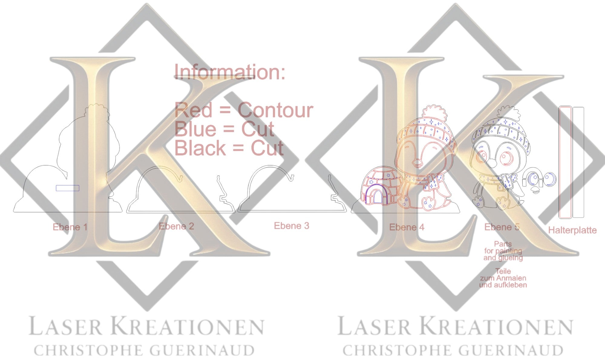 Laser Cut File: LED Pinguin Nachtlicht – Leuchtende Weihnachtsdeko