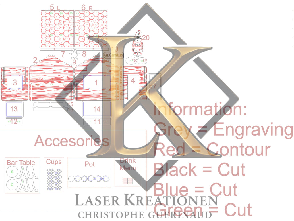 Laserdatei Weihnachtswichtel Glühweinstand – 3mm & 4mm – SVG DXF LBRN2