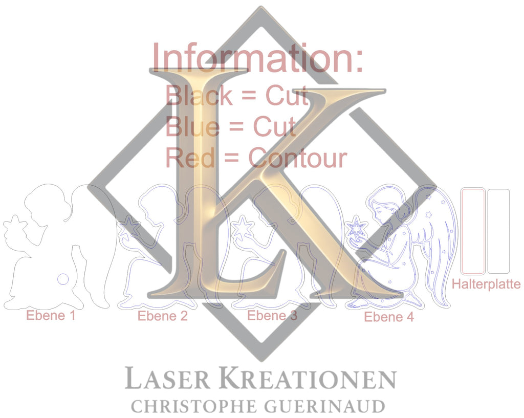 Lasercut LED Engel Multi-Layer – Weihnachtsdeko Datei | SVG, DXF, AI, LBRN2, PDF
