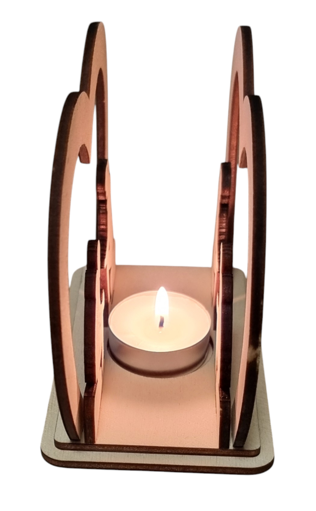 Laser Cut File Teelichthalter – Romantisches Paar am Lagerfeuer für 4mm Holzdicke