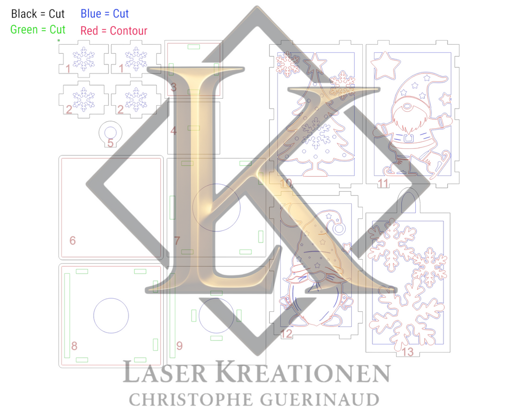 Laserdatei Weihnachtslaterne – LED Holzlaterne zum Laserschneiden für 4mm Holzdicke