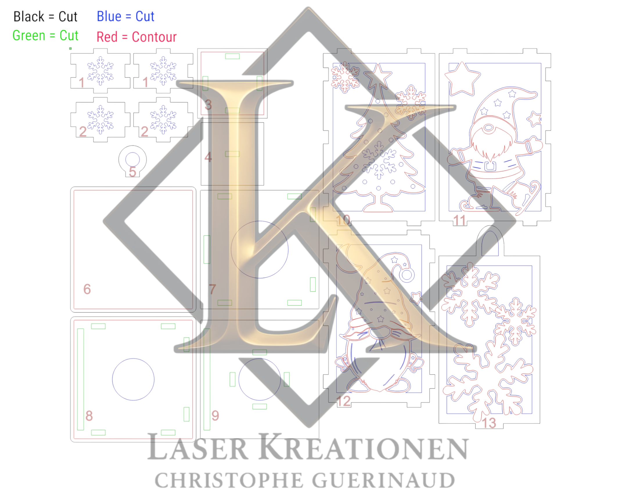 Laserdatei Weihnachtslaterne – LED Holzlaterne zum Laserschneiden für 4mm Holzdicke