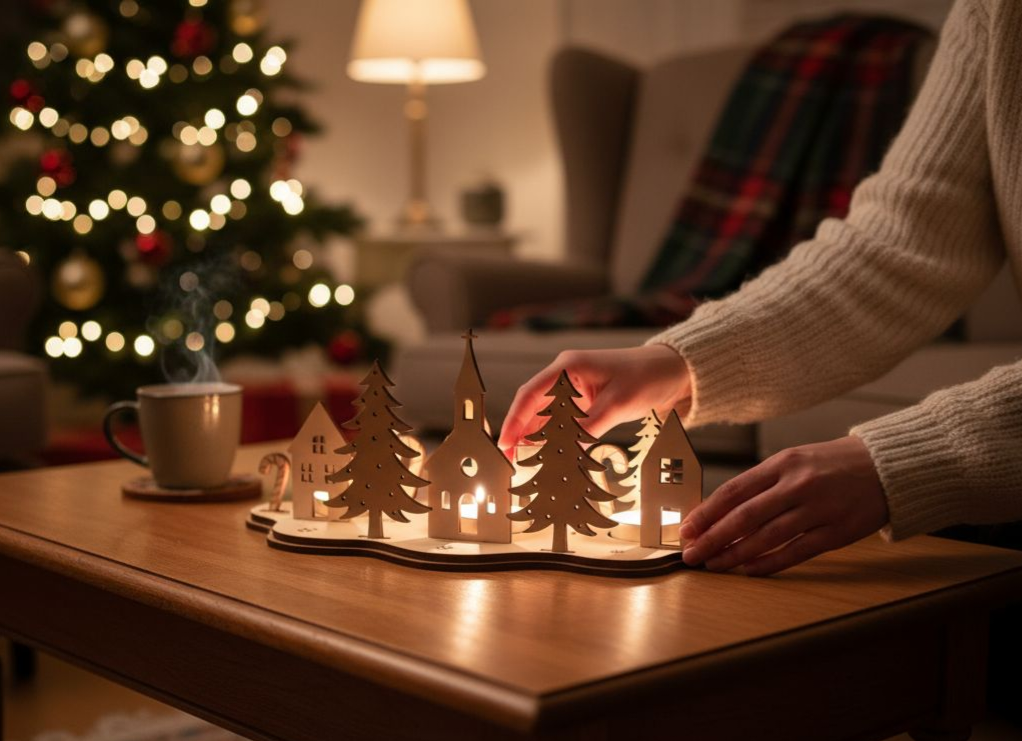 Laserdatei Adventskranz – Teelichthalter | Weihnachtsdeko | Laser Cut File