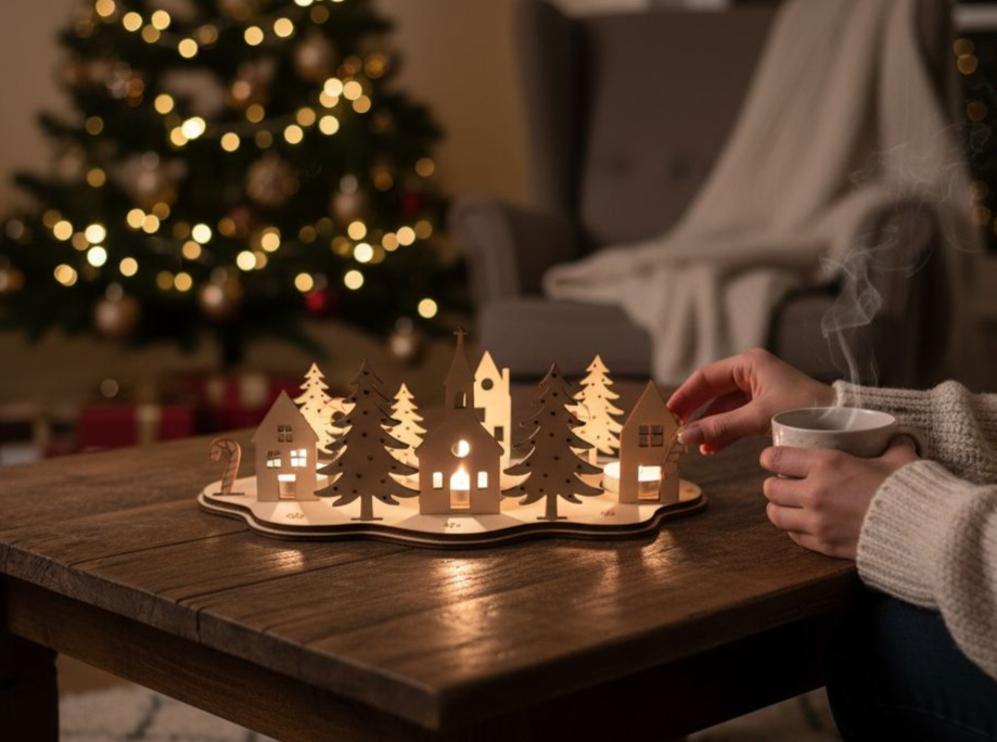 Laserdatei Adventskranz – Teelichthalter | Weihnachtsdeko | Laser Cut File