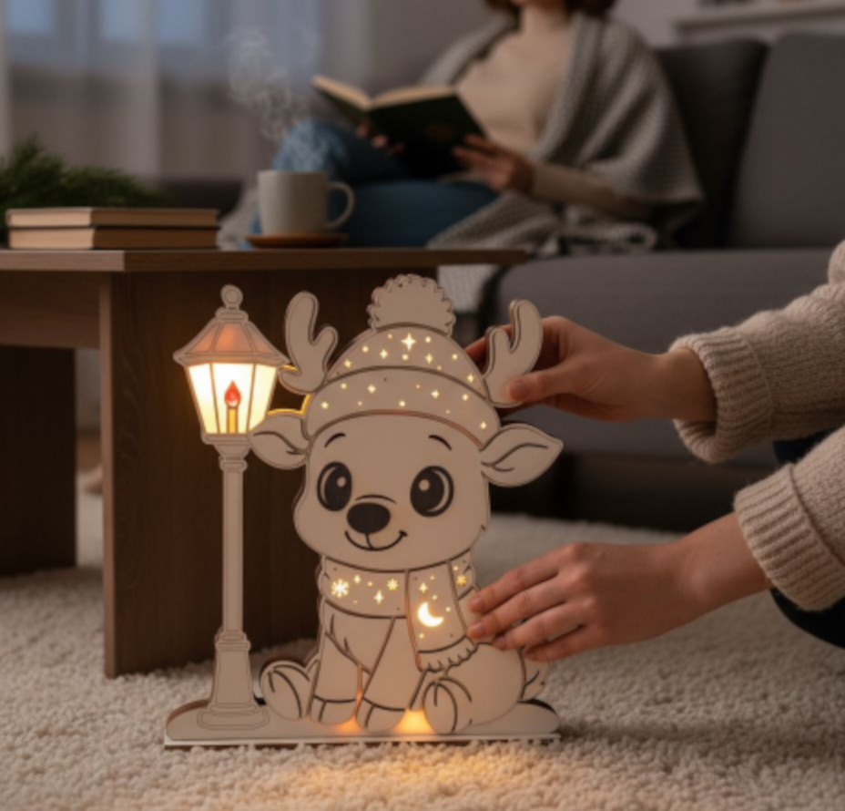 Rentier Nachtlicht – Laserdatei für weihnachtliche Deko