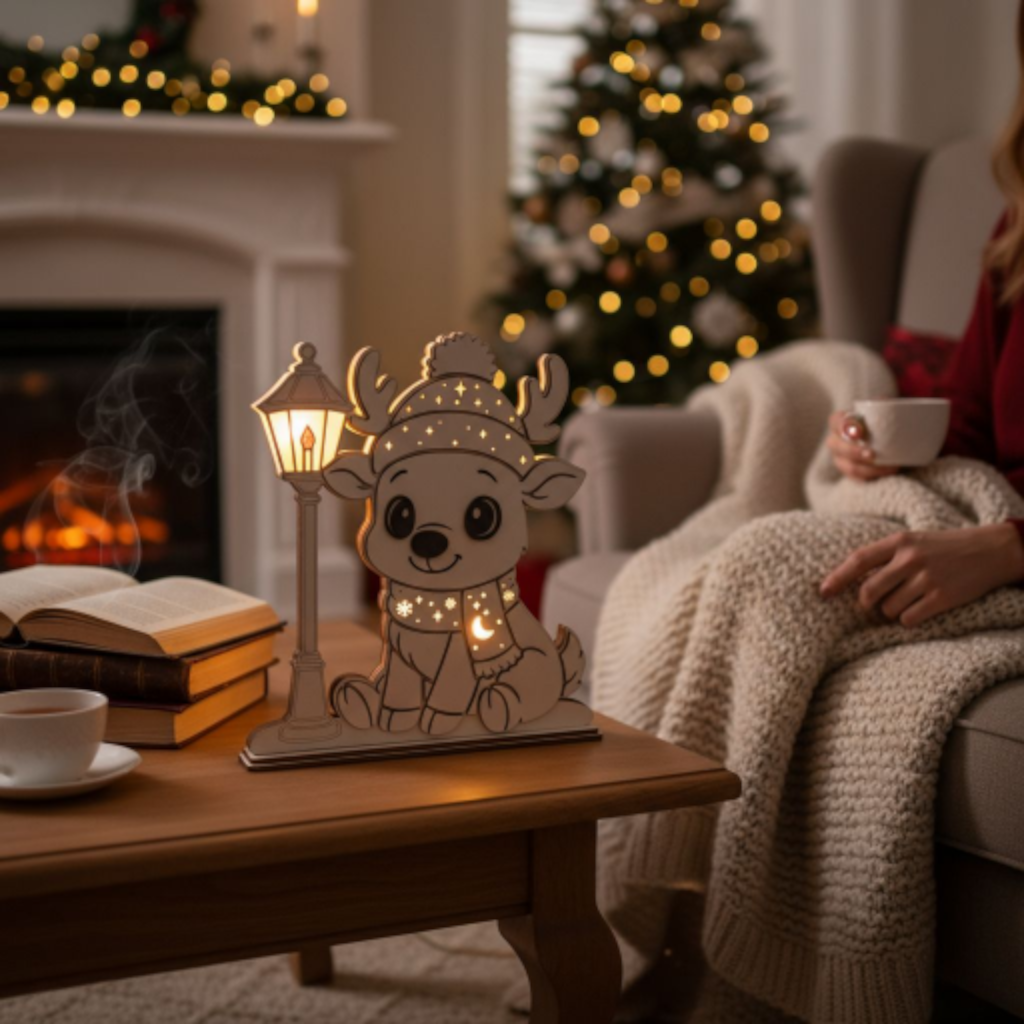 Rentier Nachtlicht – Laserdatei für weihnachtliche Deko