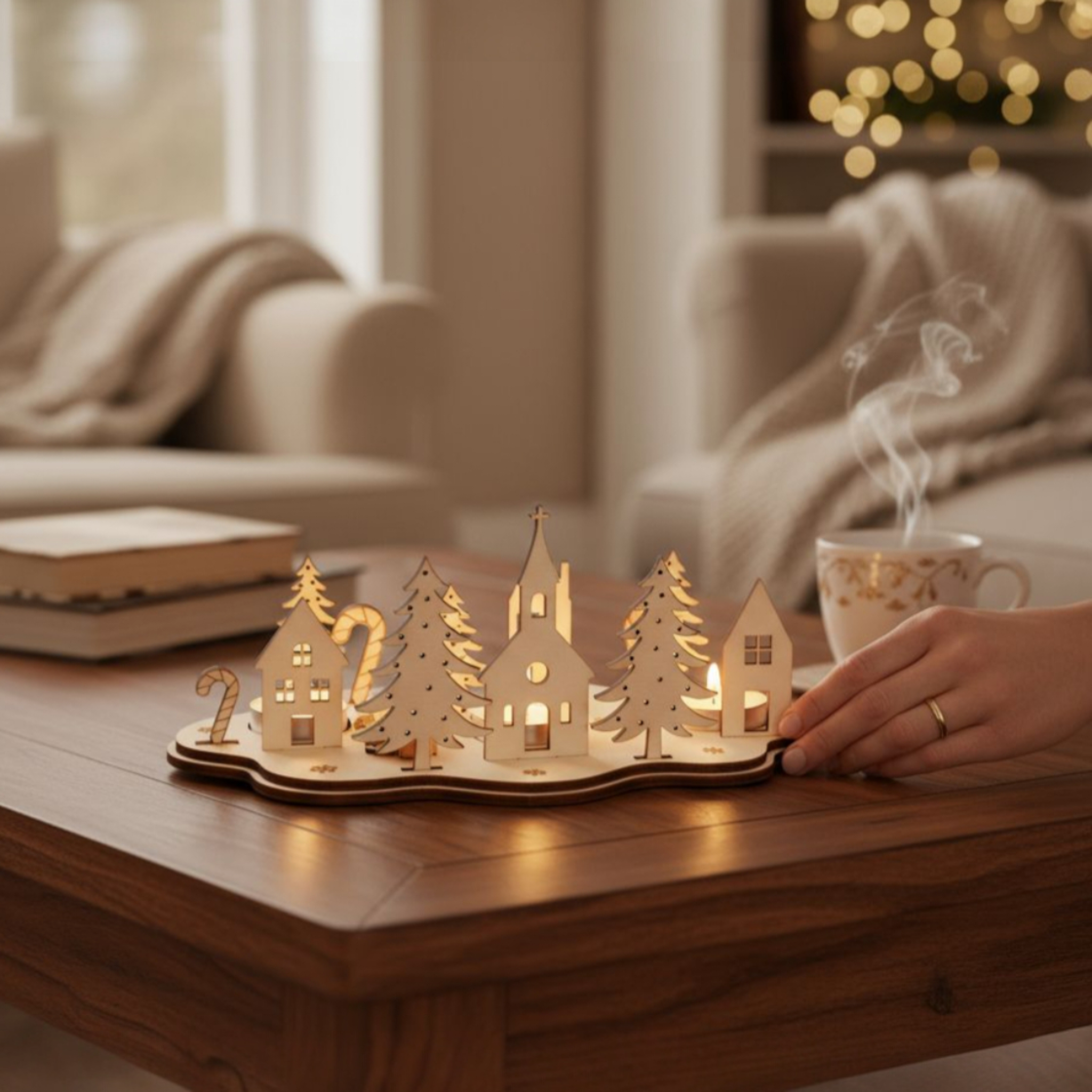 Laserdatei Adventskranz – Teelichthalter | Weihnachtsdeko | Laser Cut File