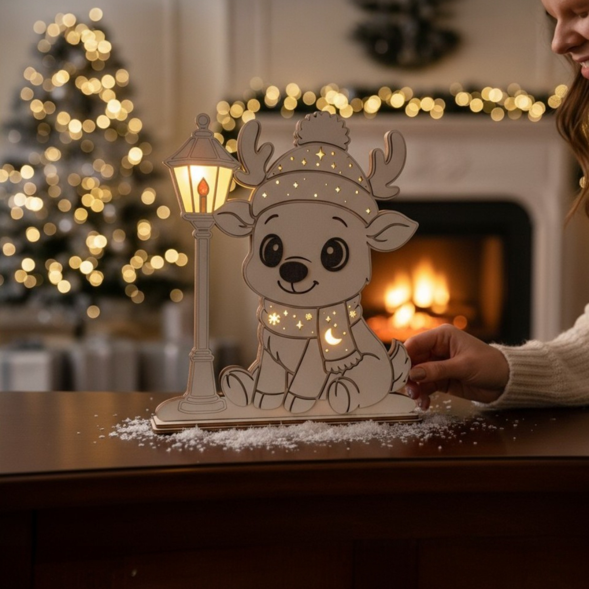 Rentier Nachtlicht – Laserdatei für weihnachtliche Deko