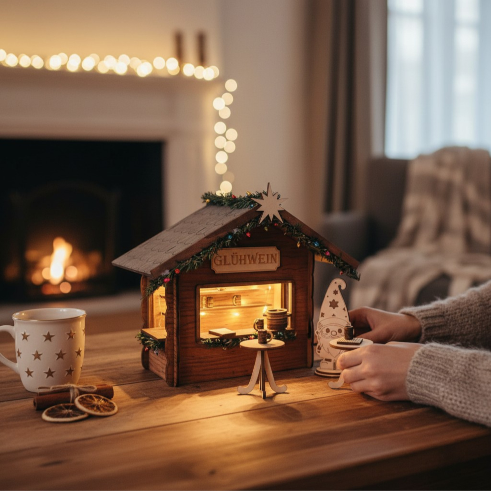 Laserdatei Weihnachtswichtel Glühweinstand – 3mm & 4mm – SVG DXF LBRN2