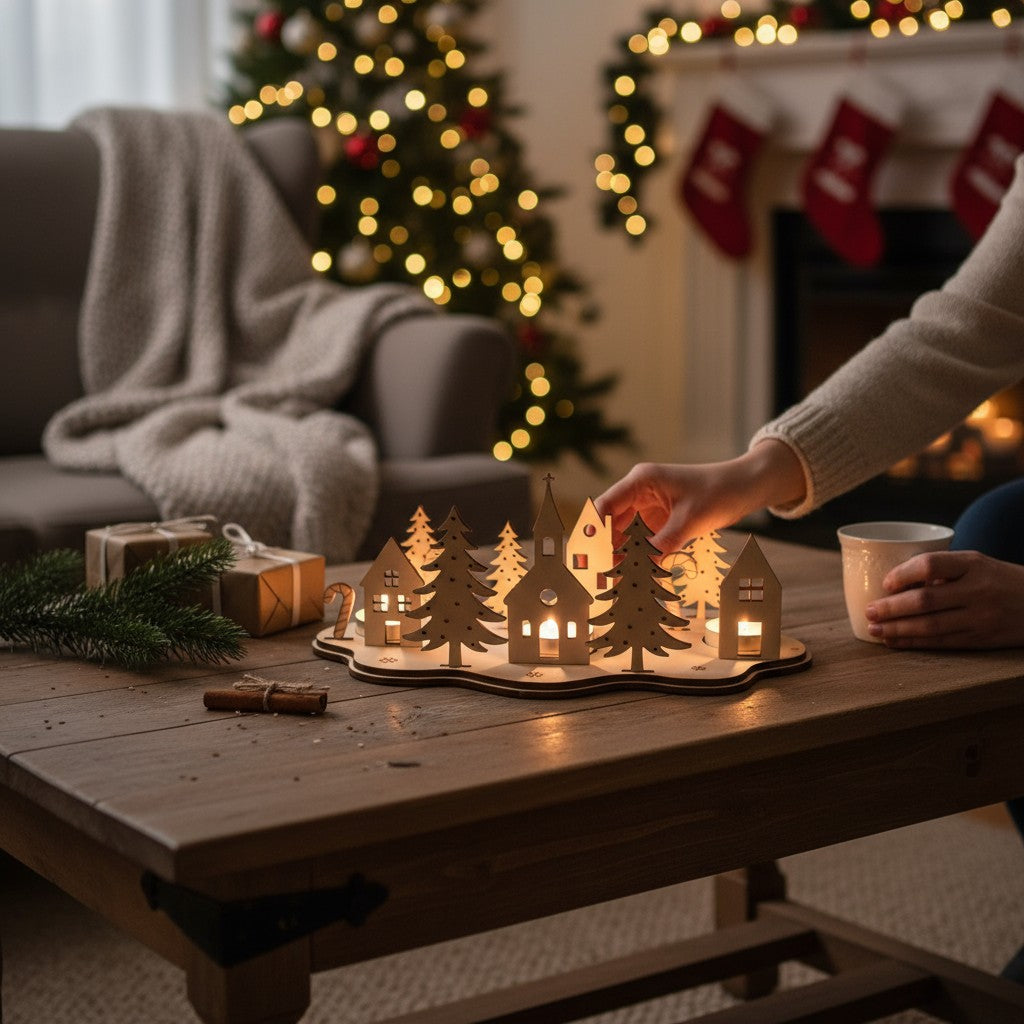 Laserdatei Adventskranz – Teelichthalter | Weihnachtsdeko | Laser Cut File