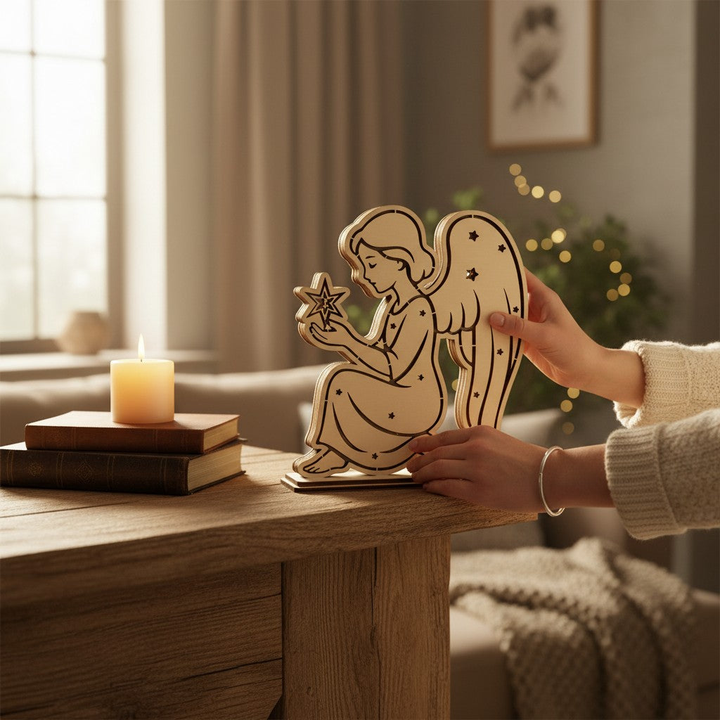 Lasercut LED Engel Multi-Layer – Weihnachtsdeko Datei | SVG, DXF, AI, LBRN2, PDF