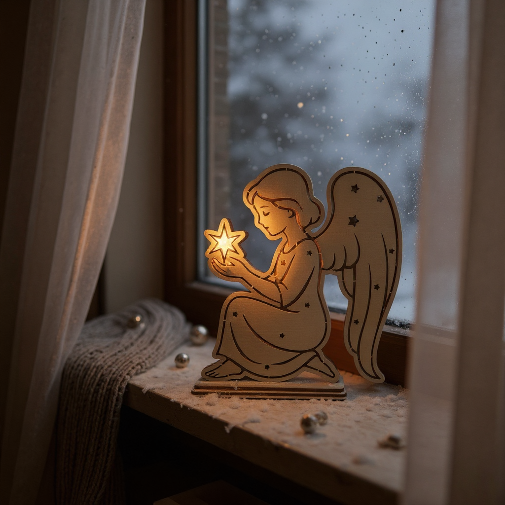 Lasercut LED Engel Multi-Layer – Weihnachtsdeko Datei | SVG, DXF, AI, LBRN2, PDF