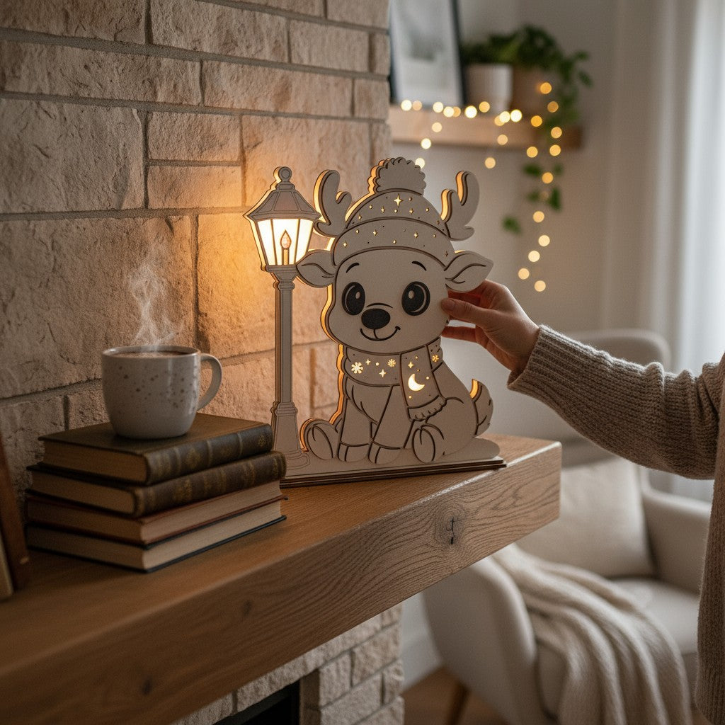 Rentier Nachtlicht – Laserdatei für weihnachtliche Deko