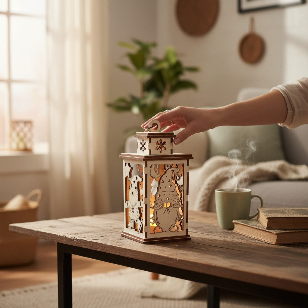 Laserdatei Weihnachtslaterne – LED Holzlaterne zum Laserschneiden für 4mm Holzdicke