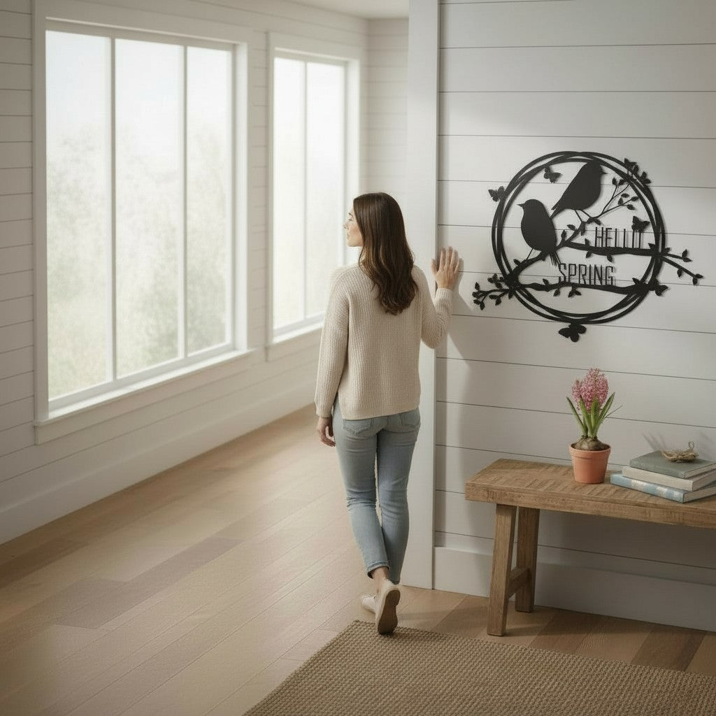 Laser Cut Datei- Hallo Frühling Fenster-Aufhänger | Frühlingsdeko