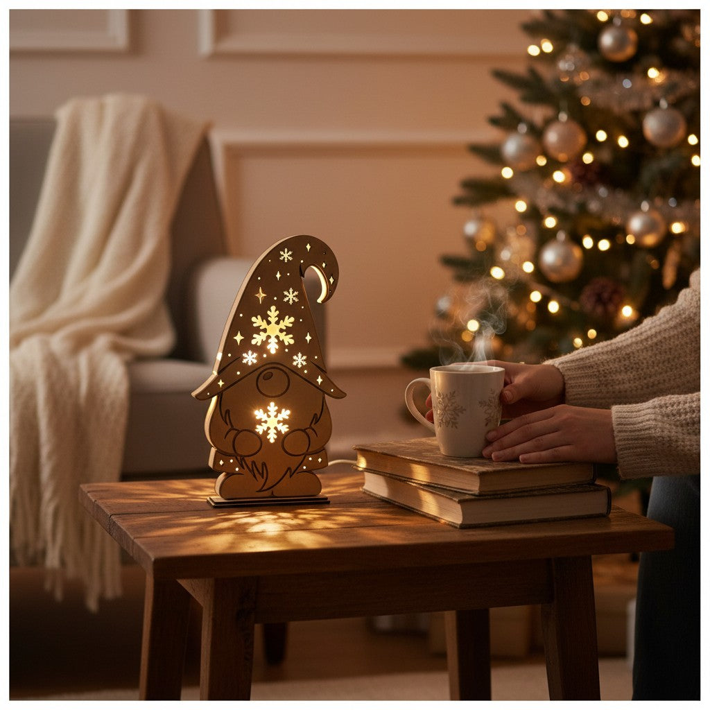 Weihnachtswichtel Dekolampe – Laser Cut File – Mehrschichtiges Nachtlicht