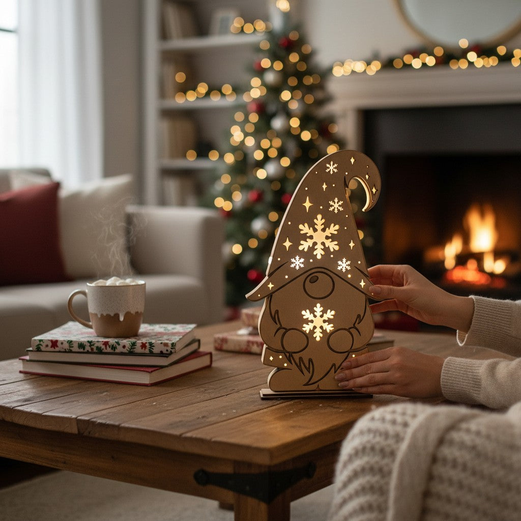 Weihnachtswichtel Dekolampe – Laser Cut File – Mehrschichtiges Nachtlicht
