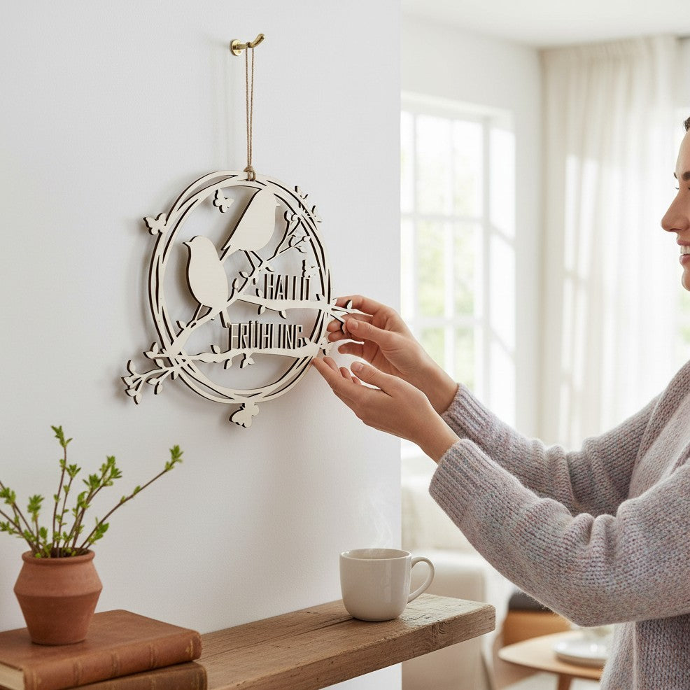 Laser Cut Datei- Hallo Frühling Fenster-Aufhänger | Frühlingsdeko
