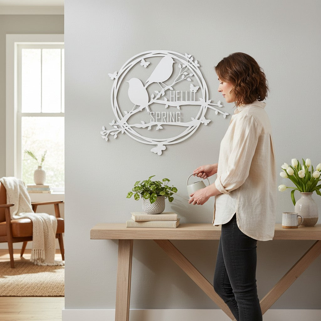 Laser Cut Datei- Hallo Frühling Fenster-Aufhänger | Frühlingsdeko