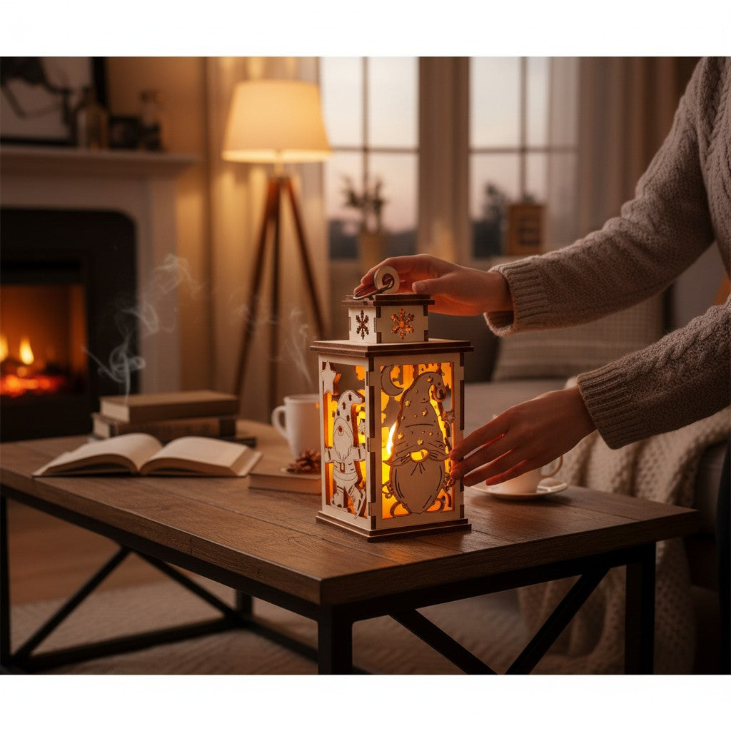 Laserdatei Weihnachtslaterne – LED Holzlaterne zum Laserschneiden für 4mm Holzdicke