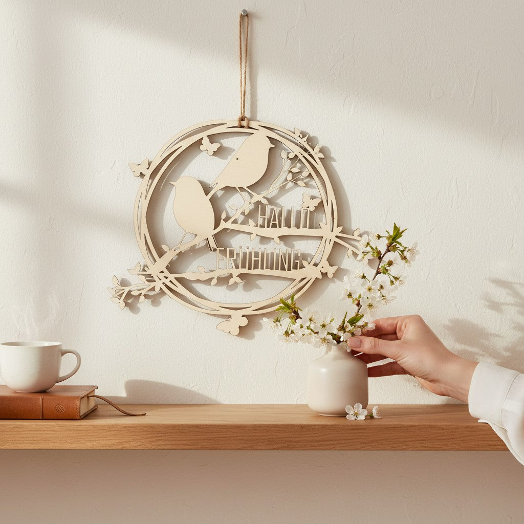 Laser Cut Datei- Hallo Frühling Fenster-Aufhänger | Frühlingsdeko