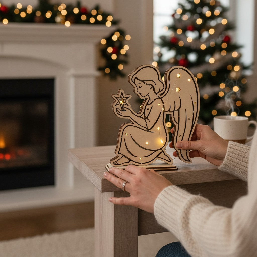 Lasercut LED Engel Multi-Layer – Weihnachtsdeko Datei | SVG, DXF, AI, LBRN2, PDF