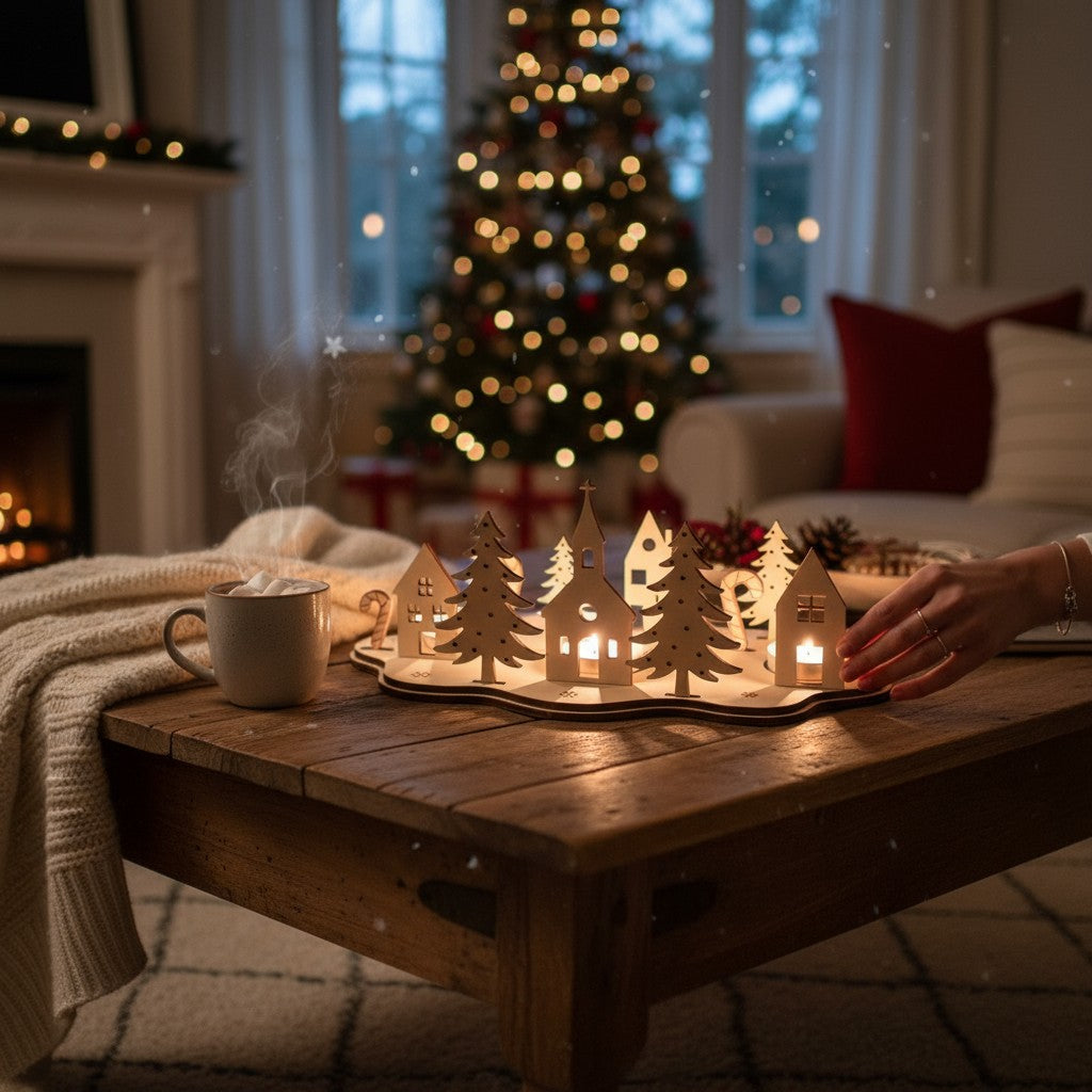 Laserdatei Adventskranz – Teelichthalter | Weihnachtsdeko | Laser Cut File