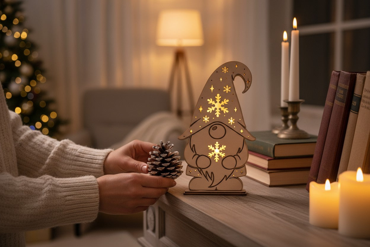 Weihnachtswichtel Dekolampe – Laser Cut File – Mehrschichtiges Nachtlicht
