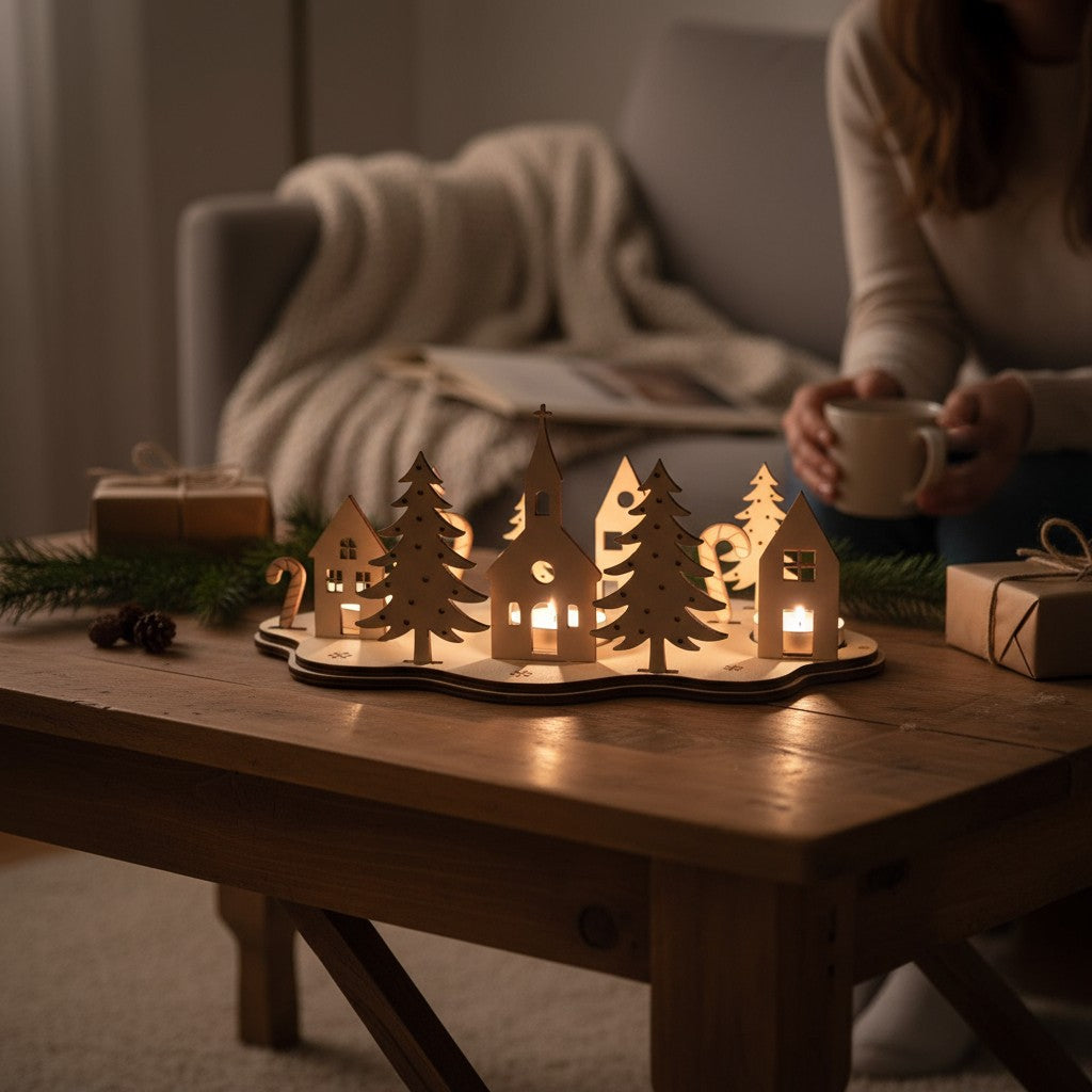 Laserdatei Adventskranz – Teelichthalter | Weihnachtsdeko | Laser Cut File