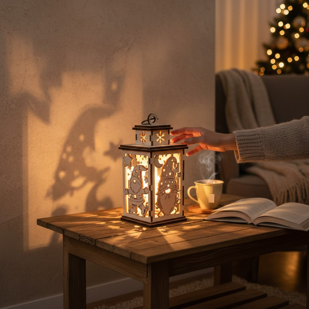 Laserdatei Weihnachtslaterne – LED Holzlaterne zum Laserschneiden für 4mm Holzdicke