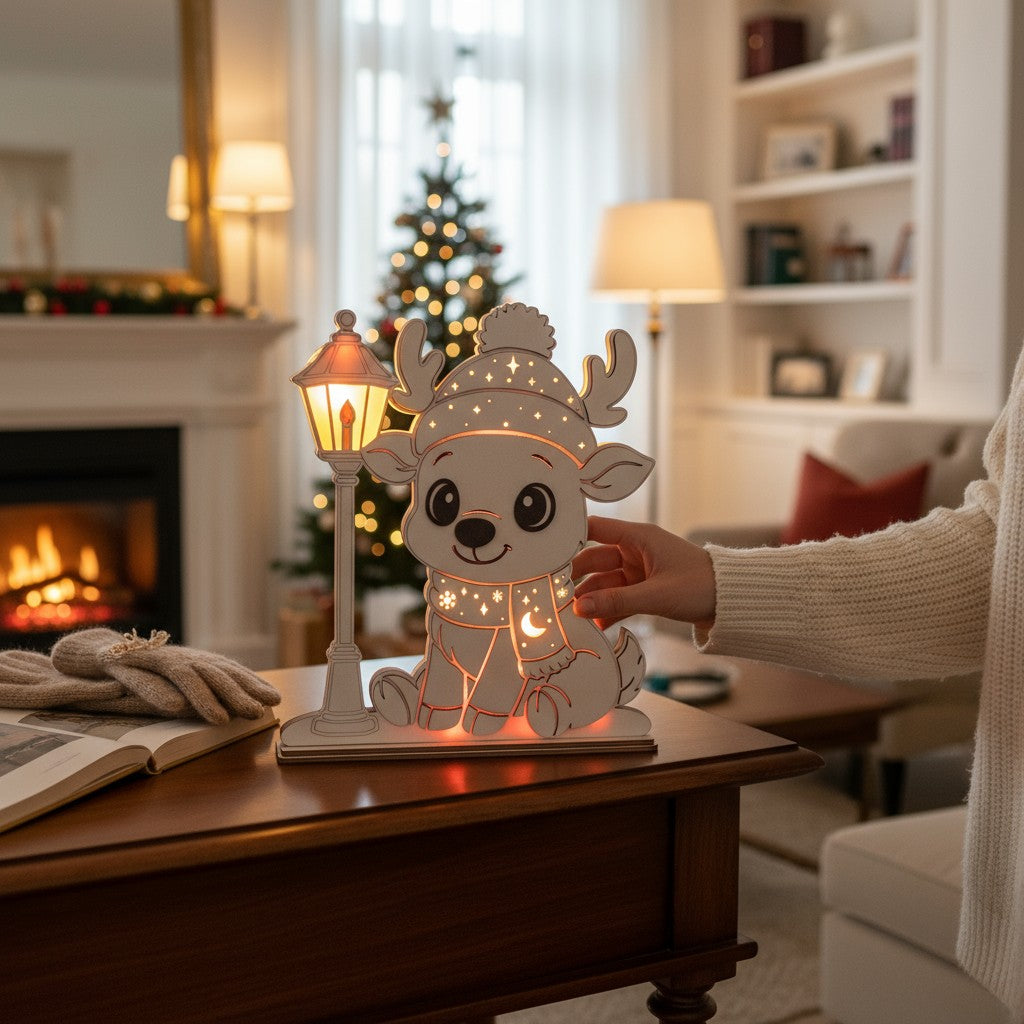 Rentier Nachtlicht – Laserdatei für weihnachtliche Deko