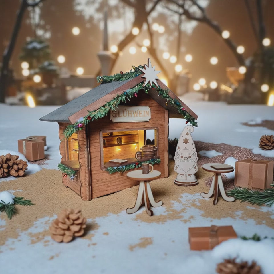 Laserdatei Weihnachtswichtel Glühweinstand – 3mm & 4mm – SVG DXF LBRN2