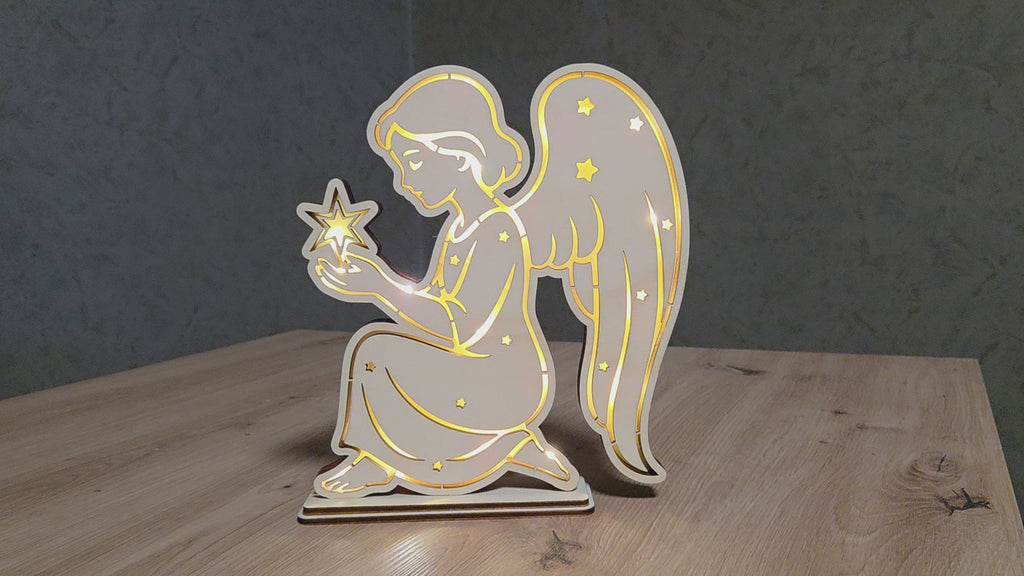 Lasercut LED Engel Multi-Layer – Weihnachtsdeko Datei | SVG, DXF, AI, LBRN2, PDF