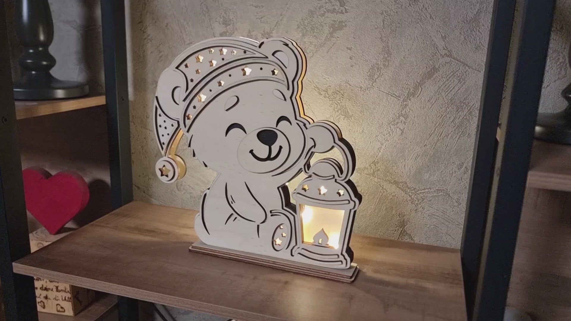 Lasercut Nachtlicht Teddybär mit Laterne – DIY Datei für Laser | SVG, DXF, AI, LBRN2, PDF